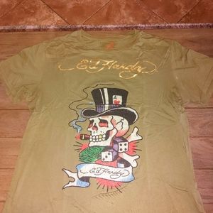 MENS XL ED HARDY DISTRESSED T-SHIRT